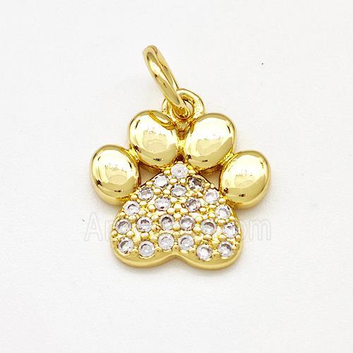 Paws Charms Copper Pendant Pave Zircon Gold Plated