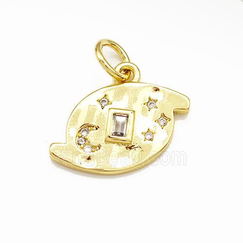 Copper Planet Moon Star Pendant Pave Zircon Gold Plated