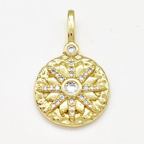 Copper Sun Pendant Micro Pave Zirconia Circle Gold Plated