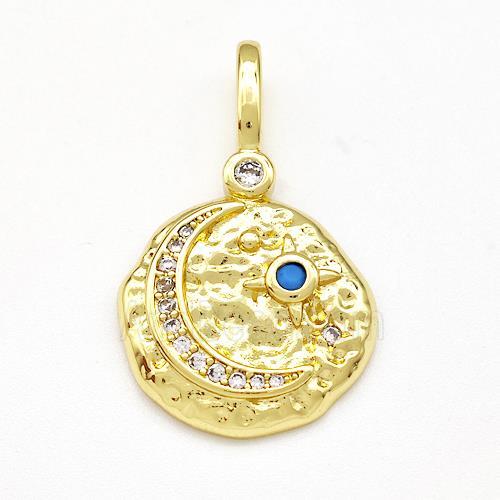 Copper Moon Pendant Micro Pave Zirconia Gold Plated