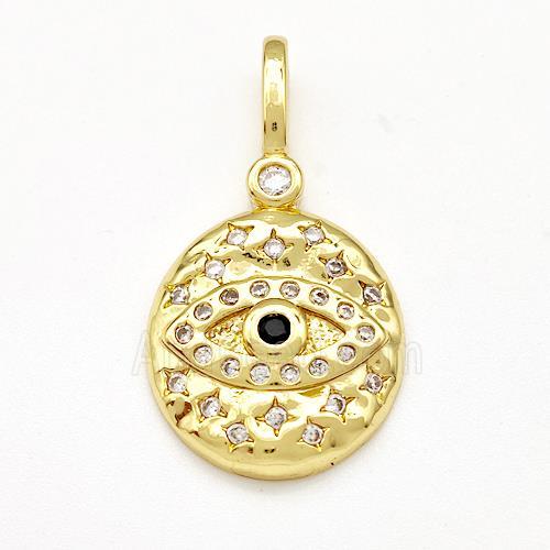 Copper Eveil Eye Pendant Micro Pave Zirconia Gold Plated