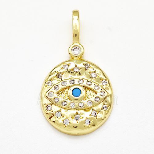 Copper Eveil Eye Pendant Micro Pave Zirconia Gold Plated