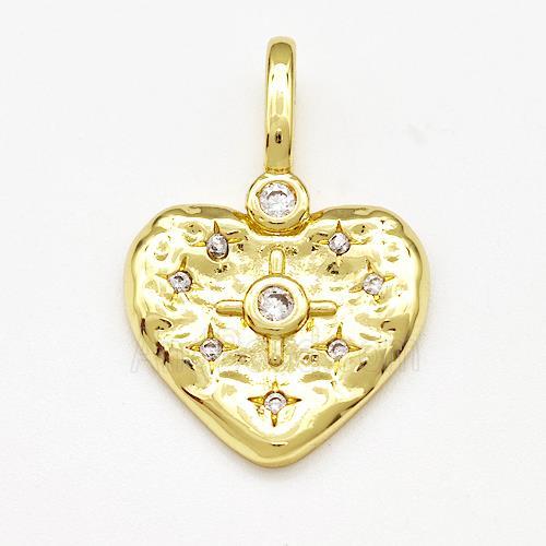 Copper Heart Pendant Micro Pave Zirconia Gold Plated