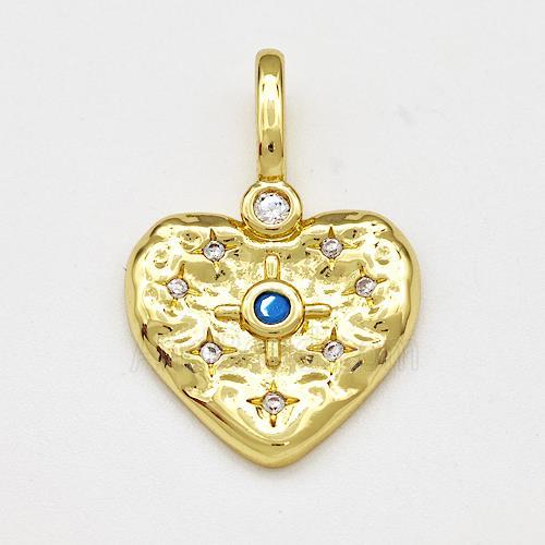 Copper Heart Pendant Micro Pave Zirconia Gold Plated