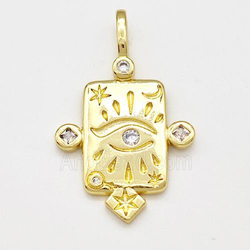 Copper Eye Pendant Pave Zircon Rectangle Gold Plated