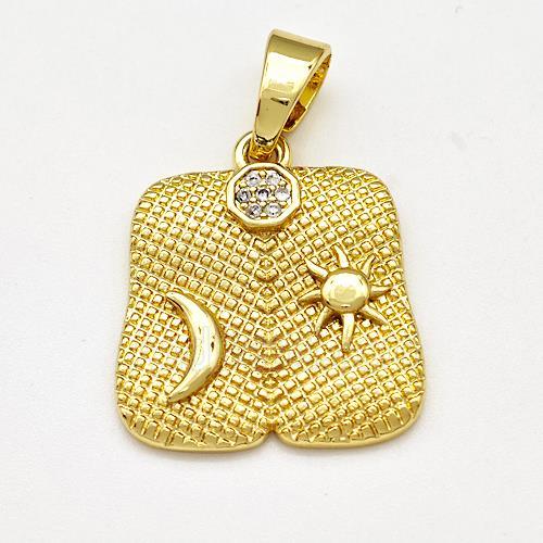 Copper Moon Sun Pendant Pave Zircon Gold Plated