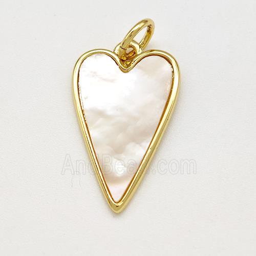 Copper Heart Pendant Pave Shell Gold Plated