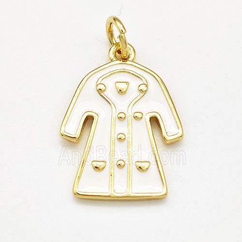 Dress Charms Copper Pendant White Enamel Gold Plated