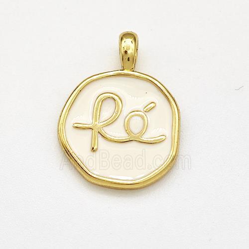 Copper Circle Pendant Fe White Enamel Gold Plated