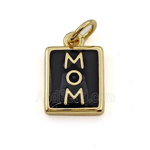 Copper Circle Pendant MOM Black Enamel Gold Plated