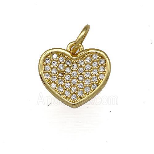 Copper Heart Pendant Micro Pave Zirconia Gold Plated