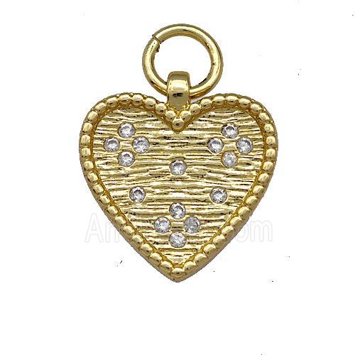 Copper Heart Pendant Micro Pave Zirconia Gold Plated