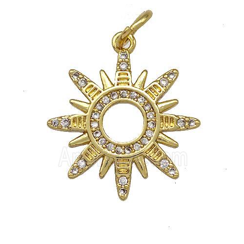 Copper Sun Charms Pendant Pave Zirconia Gold Plated