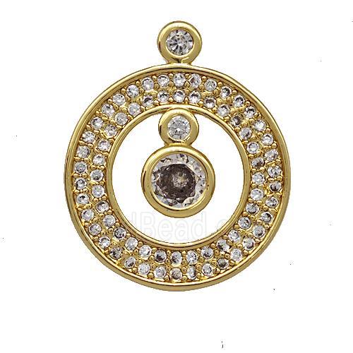 Copper Circle Pendant Pave Zircon Gold Plated