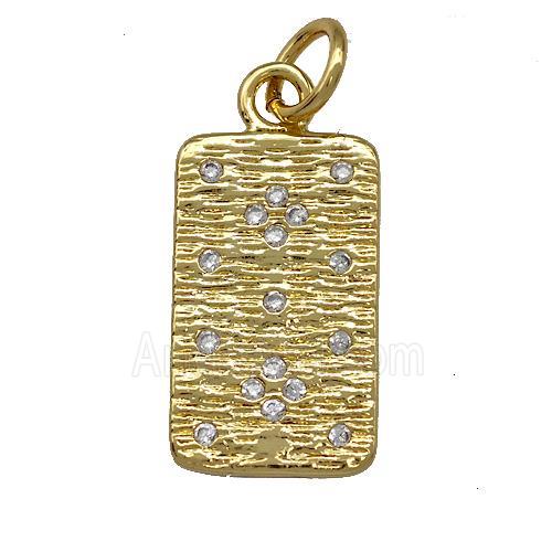 Copper Rectangle Pendant Micro Pave Zirconia Gold Plated