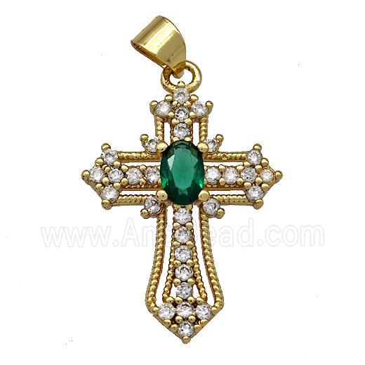 Copper Cross Pendant Micro Pave Zirconia Gold Plated
