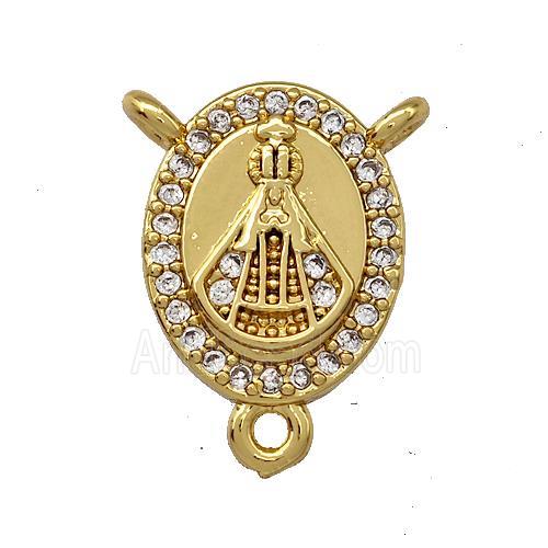 Copper Oval Pope Charms Pendant Micro Pave Zirconia 3loops Gold Plated