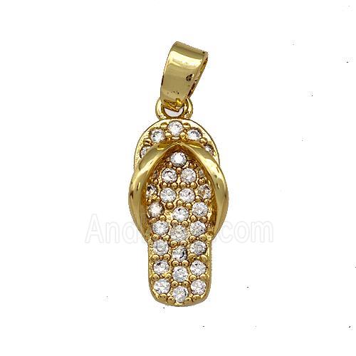Copper Shoes Charms Pendant Pave Zircon Gold Plated