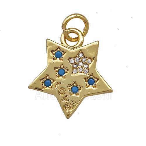 Copper Star Pendant Micro Pave Zirconia Gold Plated