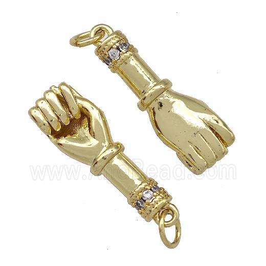 Copper Hand Pendant Pave Zirconia Gold Plated