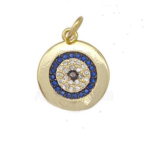 Copper Eye Charms Pendant Pave Zircon Circle Gold Plated