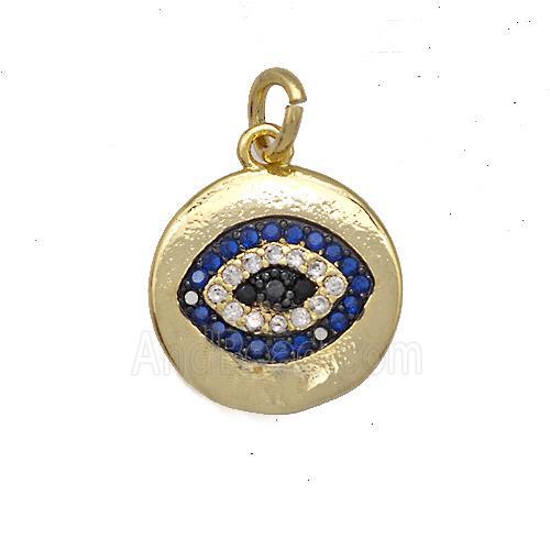 Copper Eye Charms Pendant Pave Zircon Circle Gold Plated