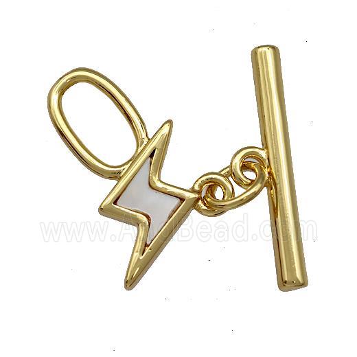 Copper Toggle Clasp Pave Shell Lightning Gold Plated