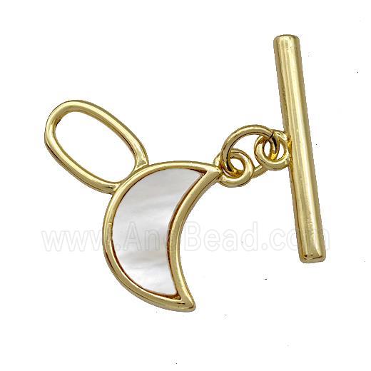 Copper Toggle Clasp Pave Shell Moon Gold Plated