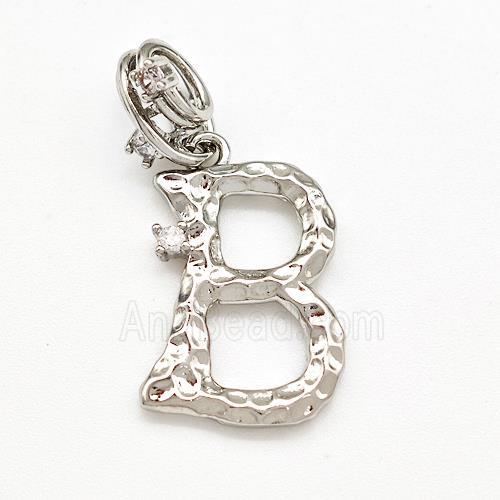 Copper Letter-B Pendant Pave Zircon Platinum Plated