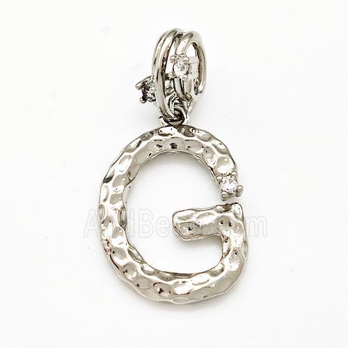 Copper Letter-G Pendant Pave Zircon Platinum Plated
