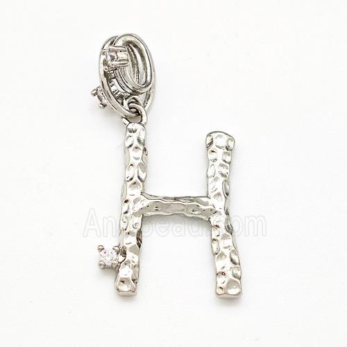 Copper Letter-H Pendant Pave Zircon Platinum Plated