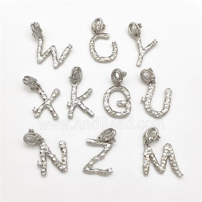 Copper Alphabet Pendant Pave Zircon Mixed Letters Platinum Plated