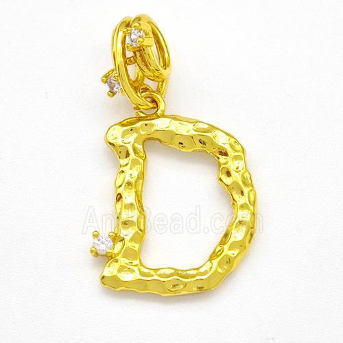 Copper Letter-D Pendant Pave Zircon Gold Plated