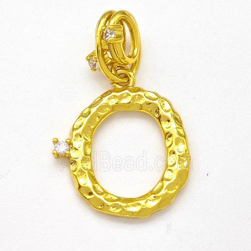 Copper Letter-O Pendant Pave Zircon Gold Plated