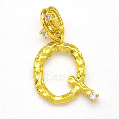 Copper Letter-Q Pendant Pave Zircon Gold Plated