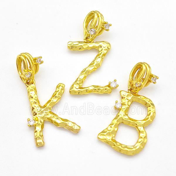 Copper Letter Pendant Pave Zircon Mixed Alphabet Gold Plated