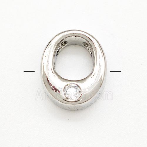 Copper Letter-O Beads Pave Zircon Platinum Plated