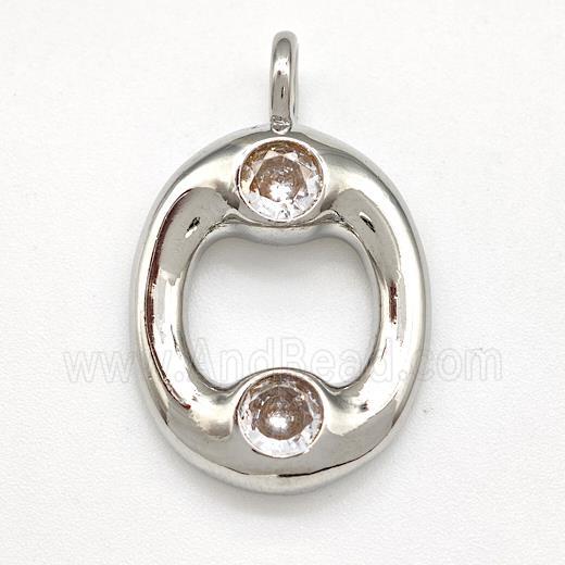 Copper Letter-O Pendant Pave Zircon Platinum Plated