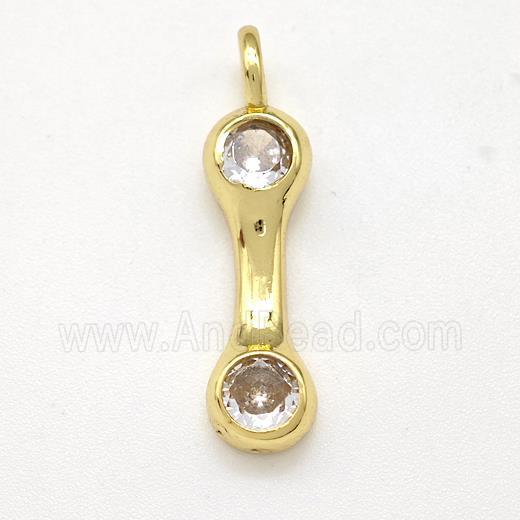 Copper Letter-I Pendant Pave Zircon Gold Plated
