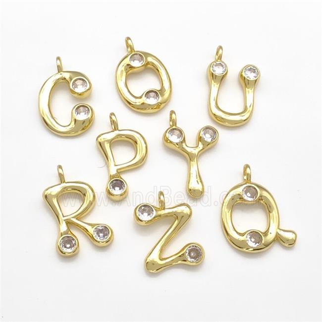 Copper Alphabet Pendant Pave Zircon Mixed Letters Gold Plated