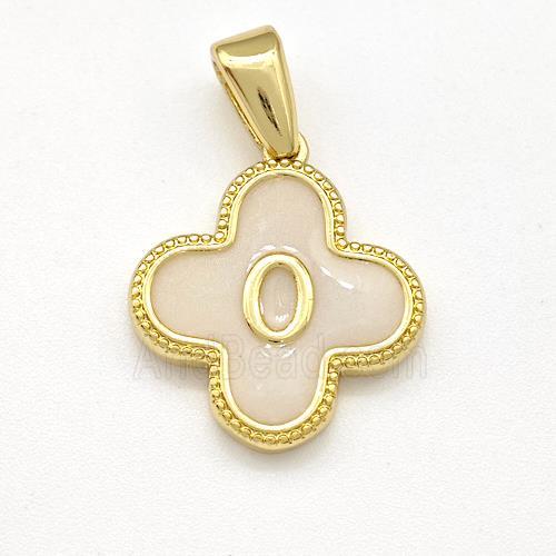 Copper Clover Pendant Letter-O Painted Gold Plated