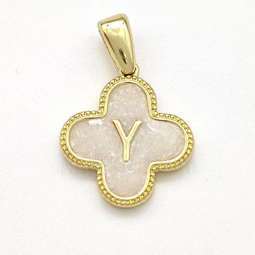 Copper Clover Pendant Letter-Y Painted Gold Plated