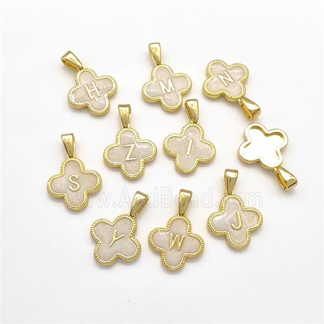 Copper Clover Letter Pendant Painted Mixed Alphabet Gold Plated