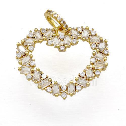 Copper Heart Pendant Micro Pave Zirconia Gold Plated