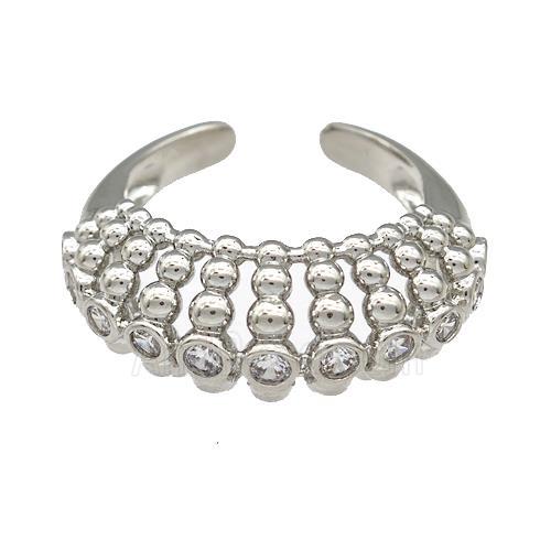 Copper Rings Pave Zircon Hollow Platinum Plated