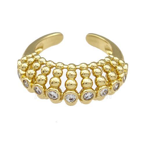 Copper Rings Pave Zircon Hollow Gold Plated