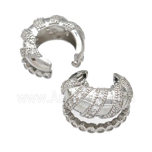 Copper Rings Pave Zircon Spiral Platinum Plated