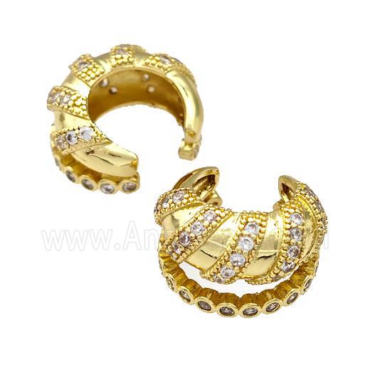 Copper Rings Pave Zircon Spiral Gold Plated