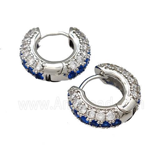 Copper Hoop Earring Micro Pave Zirconia Platinum Plated