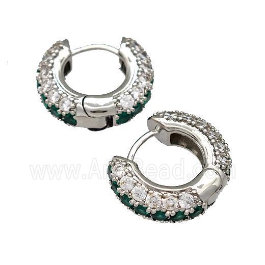 Copper Hoop Earring Micro Pave Zirconia Platinum Plated